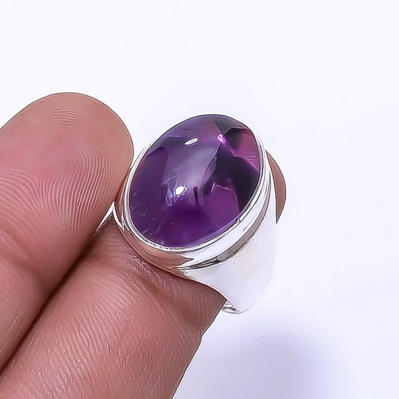 Trapiche Amethyst - Brazil Gemstone 925 Sterling Silver Ring S.8.5 R_9492_280_44, Beautiful Jewelry For Woman, New Year Sale, Valentin's Day Gift