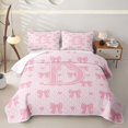 thumbnail image 2 of Manfei Cartoon Heart Print Bed Spread Queen For Kids,Letter D Personalized Initial Girls Queen Coverlet Set,3-Piece, 2 of 7