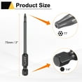 thumbnail image 2 of Uxcell 3pcs T7 Torx Screwdriver Bit 1/4" Hex Shank 75mm/3" Length S3 Steel Magnetic Tamper Proof Star 6 Point Head Hex Screw Driver Bits, Black, 2 of 7