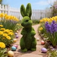 thumbnail image 4 of GFHFHITJ Easter Bunny Decorations, 8.7" Green Fuzzy Flocked Bunny Spring Decor, Artificial Moss Rabbit Figurines for Indoor Table Home, Kitchen, Shelf Decorations, 4 of 7