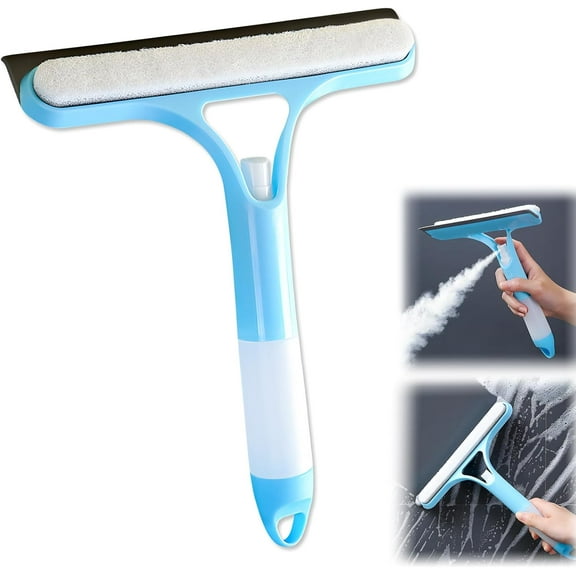 3 in 1 Window Cleaning Scraper with Spray Bottle, All-Purpose Squeegee for Shower Glass, Car Windows, Mirrors and Kitchen Tiles