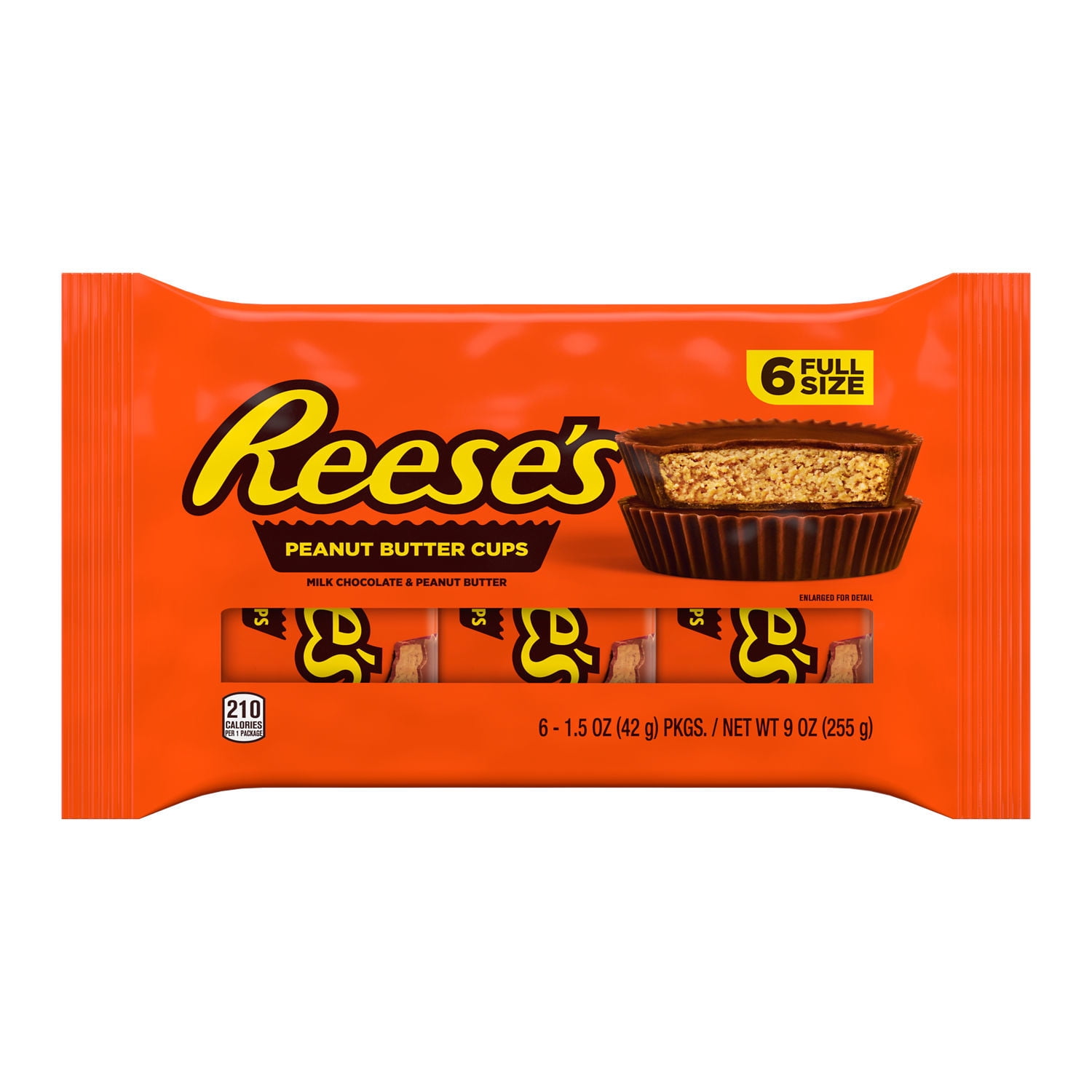 REESE'S Milk Chocolate Full Size, Easter Peanut Butter Cups Candy Packs, 1.5 oz (6 Count)
