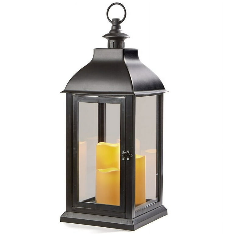Outdoor Battery Alta Candle Lantern, Black, 2 pack