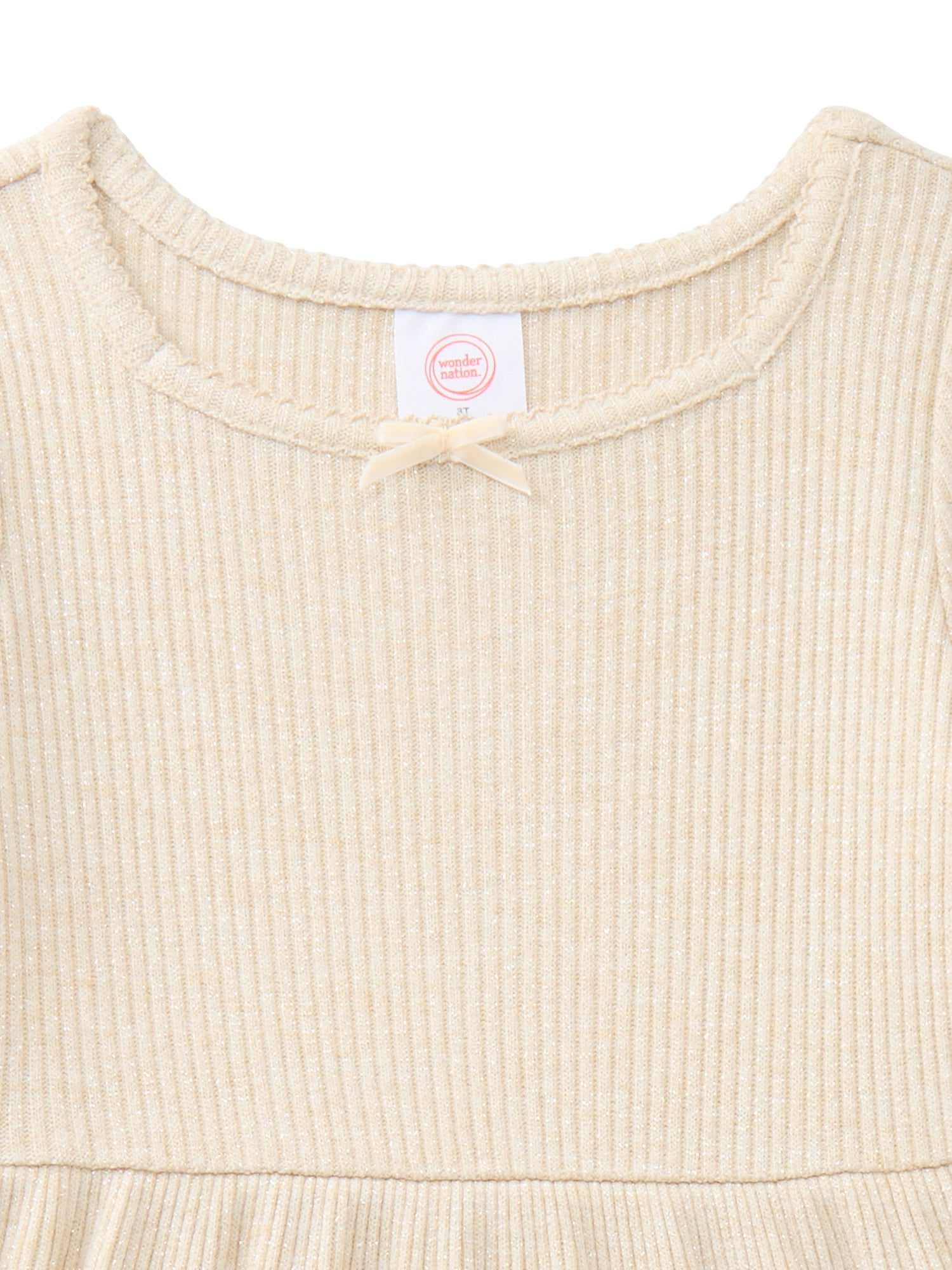 Wonder Nation Toddler Girls Square Neck Cozy Knit Dress, Sizes 12M-5T