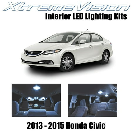 Honda Civic Interior XtremeVision LED for Honda Civic 2013-2015 (8 Pieces) Cool White Premium Interior LED Kit Package + Installation Tool ()