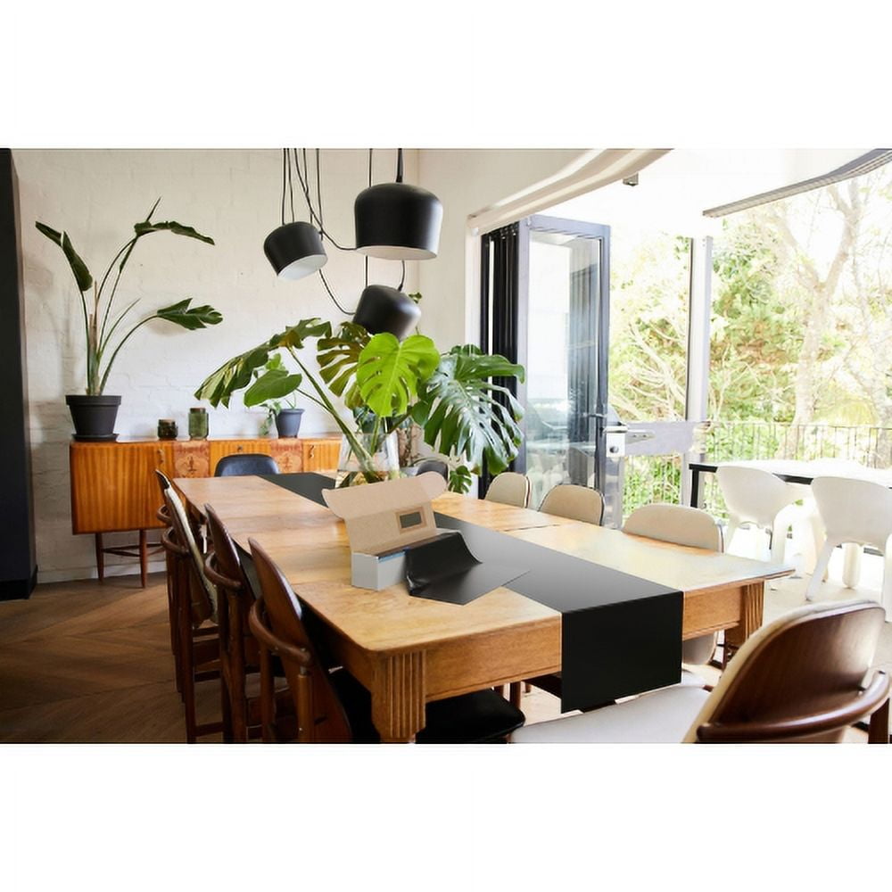Exquisite 14" X 200' Select A Size Plastic Table Runner with Built-In Slide Cutter - Black