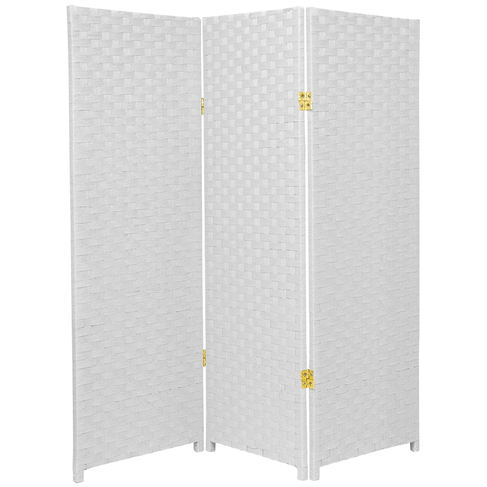 4 ft. Tall Color Dyed Fiber Weave Panel Screen Room Divider - White - 3 Panel