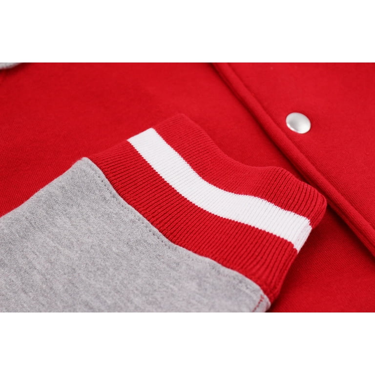 Men s Fleece Varsity Sweatshirt Letterman Sports Raglan Button Up Hoodie Jacket Red 3XL Walmart