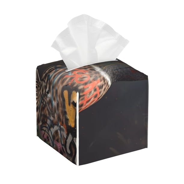 Balery Graffiti Cool Duck Porta Pañuelos de Cuero con Estampado – Funda Moderna Cuadrada para Caja de Pañuelos, Dispensador 5x5x5''