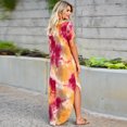 thumbnail image 2 of Nouveau Cravate-Teinte Bohème Robe Manches Courtes V Cou Robe Longue Grande Taille Décontractée Robe de Soirée Maxi Vestidos, 2 of 2