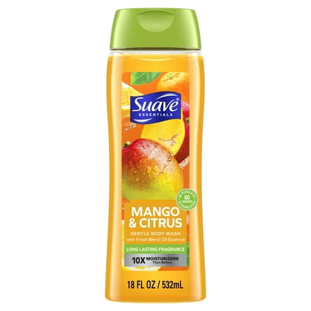(6 pack) Suave Essentials Gentle Body Wash, Mango & Citrus, 18 oz