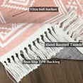 thumbnail image 5 of GlowSol 2'x6' Tassel Runner Rug Boho Geometric Runner Rug Non-Slip Low Pile Kitchen Hallway Runners for Laundry Room, Pink, 5 of 7
