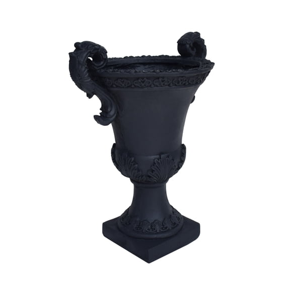 BOFANG Roman Style MGO Garden Urn Planter, Lightweight Faux Stone Indoor Outdoor-Black