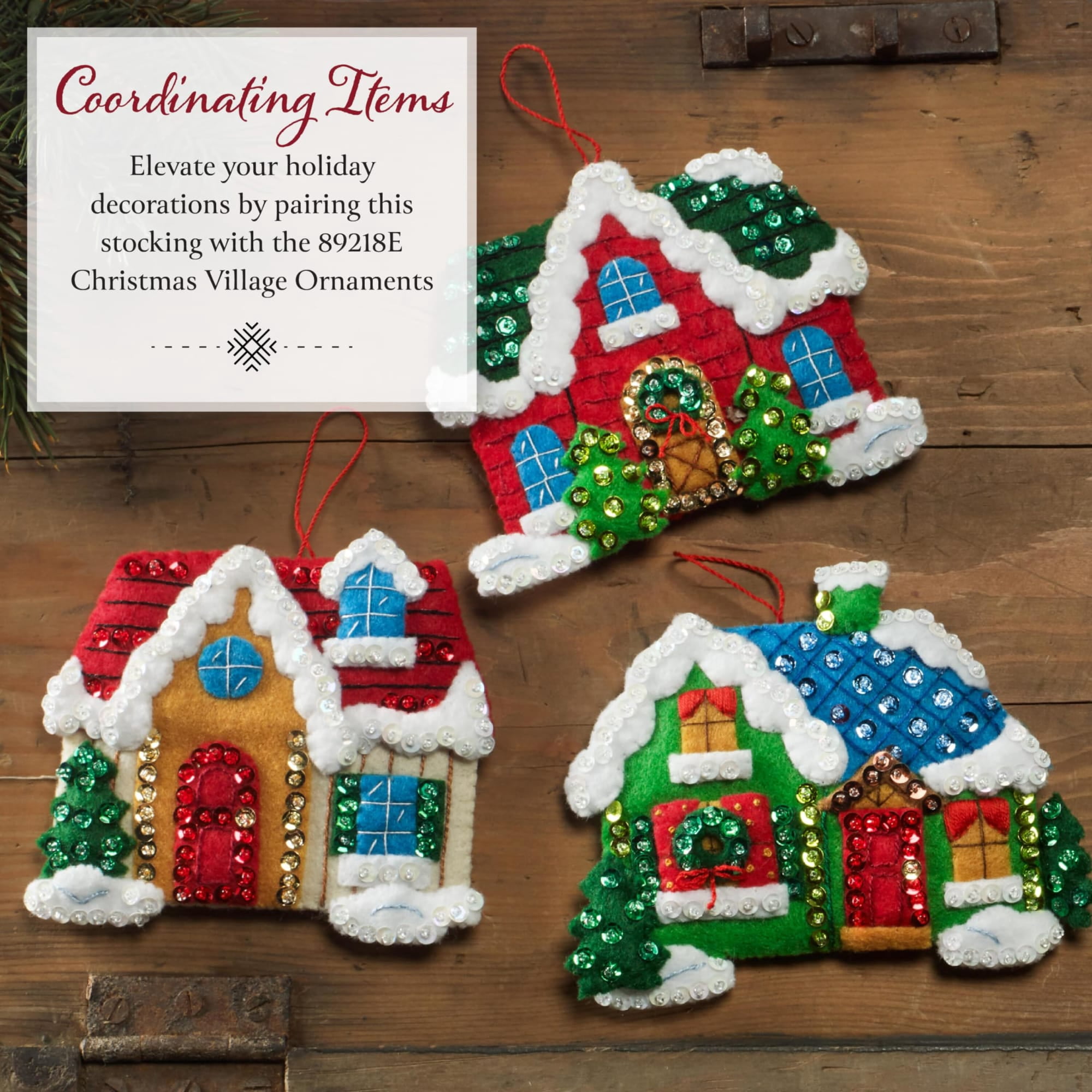 Bucilla Felt Stocking Kit, Rooftop Santa, 18 in, Multicolor, Felt