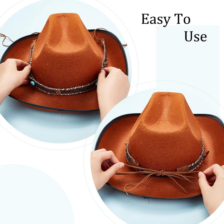 10 Pcs Leather Hatbands for Western, Straw, Fedora Hats 10pcs 1 set womens hat additions vintage wind faux leather  main image 2
