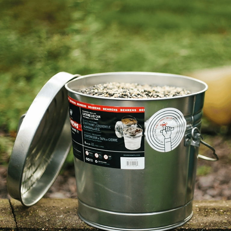 6-Gallon Galvanized Steel Round Fire Resistant Trash Can with Lid 6-Gallon Galvanized Steel Round Fire Resistant Trash Can with Lid