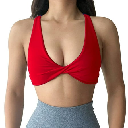 FUNUONY Big Sale!! Push Up Bras for Women 2025 Trendy Sports Bra Women s Back Thin Shoulder Straps Running with Yoga Fitness Vest Yoga Bra D S