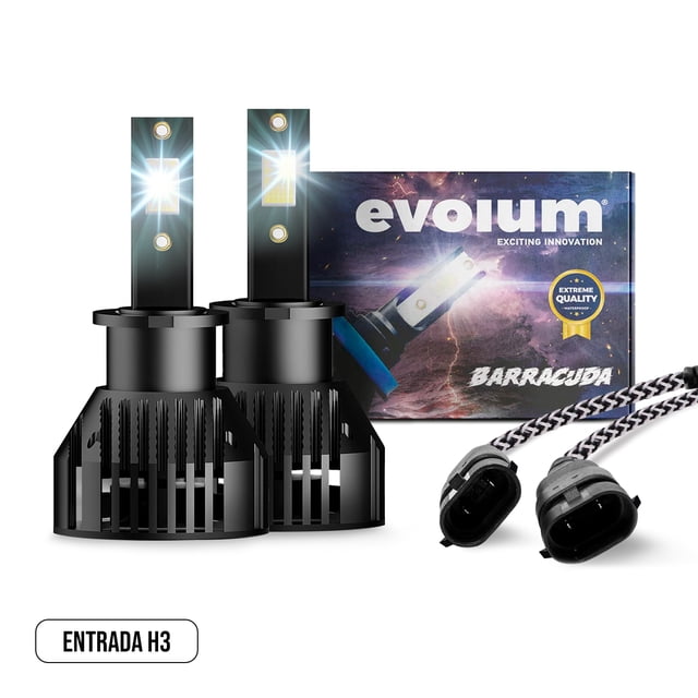 Luces Led para Auto - EVOLUM - Modelo Barracuda 11,000 lúmenes - Resistencia al Agua - Haz de luz Perfecto (H3)