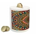 thumbnail image 2 of Tribal Piggy Bank, Folkloric Tribe Round Pattern Colors Aztec Art, Ceramic Coin Bank Money Box for Cash Saving, 3.6" X 3.2", Jade Ruby and Mustard, by Ambesonne, 2 of 4