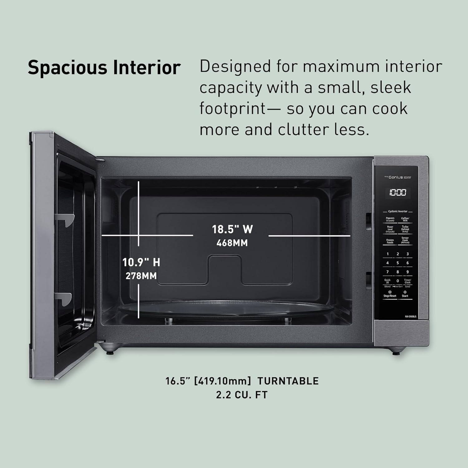 Restored Panasonic NN-SN98JS 2.2 cu.ft. Countertop Microwave with Cyclonic Wave Inverter (Refurbished)