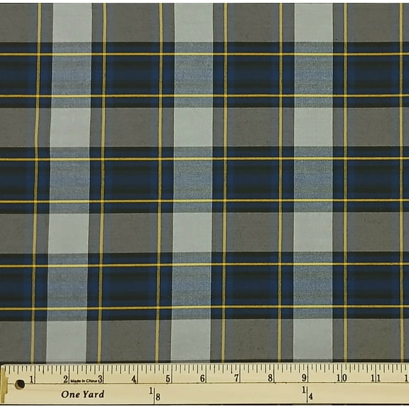 Tartan School Plaid Blue Black Red White 58" Wide Polyester Blend Fabric by the Yard (5827L-7H)
