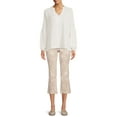 thumbnail image 5 of Time and Tru Women's Waffle Peasant Top, 5 of 5