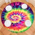 thumbnail image 2 of Colorful Tie Dye Pattern Round Fitted Tablecloth with Elastic Edge,Dining Table Cover Waterproof,Outdoor Round Tablecloth for Camping,Dining,Indoor and Outdoor, 2 of 7