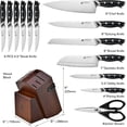 thumbnail image 2 of Knife Set with Block - 15 Pieces Kitchen Knife Set with Sharpener - Knife Block Set High Carbon Stainless Steel Ultra Sharp Blades - Triple Rivet Ergonomic Handle - Dishwasher Safe Chef Knife Set, 2 of 6