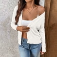 thumbnail image 6 of Domzest Button Front Cardigan for Women Lightweight Long Sleeve V Neck Knitwear Soft Basic Knit Cardigan Sweater White S, 6 of 6