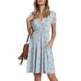 thumbnail image 2 of Ruyang 2024 Floral Beach Dresses for Women Short Sleeve V Neck Dress Loose And Comfortable Beach Sundress With Pockets Casual Lady Dresses, 2 of 6