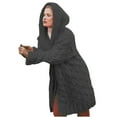 thumbnail image 2 of Cárdigan de moda para mujer, suéter de manga larga, sudadera informal con capucha de punto con bolsillo, abrigo de mujer, 2 of 8
