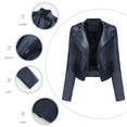 thumbnail image 4 of qolati Women Faux Leather Jackets Vintage Long Sleeve Zip Up Motorcycle Jacket 2024 Trendy Lightweight Collar Cropped Coats Outwear, 4 of 7