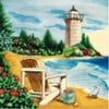 En Vogue B-257 Light House By the Sea and Bench - Decorative Ceramic Art Tile - 8 in. x 8 in.