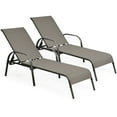 thumbnail image 3 of Gymax Lot de 2 Chaises Longues Inclinables Réglables pour Patio, Cour et Extérieur avec Accoudoirs, Brun, 3 of 10