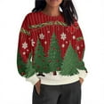 thumbnail image 7 of UPPADA Women Christmas Fleece Sweaters Long Sleeve Fuzzy Sweatshirts Crewneck Funny Tops Holiday Graphic Shirts for Ladies Winter Clothes camisetas de navidad para familia Red,XL, 7 of 7