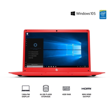 Pre-Owned Core Innovations CLT146401RD-100 14.1" HD Atom x5-Z8350 1.1GHz Intel HD Graphics 500 4GB RAM 64GB SSD Win 10 Home Red