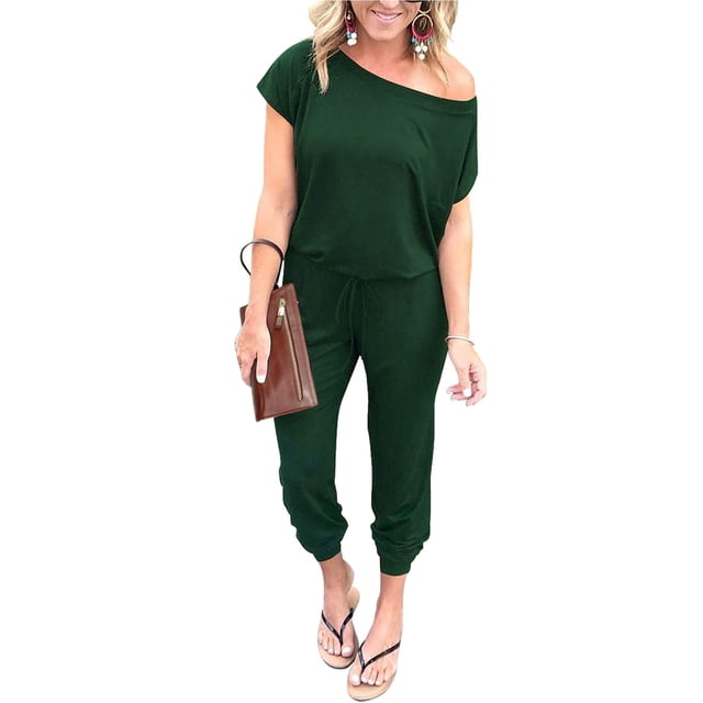 Mono PRETTYGARDEN Hombros Descubiertos Verde Oscuro M