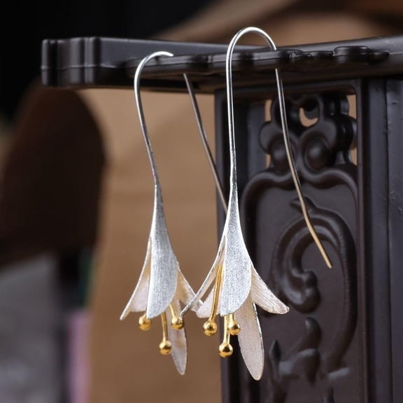 SmartBy Evening Party Vintage Lily Flower Dangle Women Ear Hook Earrings Jewelry Gift