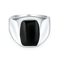 thumbnail image 2 of Bling Jewelry Mens Elegant Mens Silver Ring Black Onyx Gemstone  Rectangle Signet Design, 2 of 4