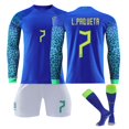 thumbnail image 1 of Surgei 2223 Brasil Camisetas de fútbol, Brasil Estadio de casa #7 L.PAQUETA Impreso Manga Corta Tops Calcetines Camisetas de fútbol de 3 piezas, Camisetas de fútbol de Brasil para adultos, XXXL, 1 of 5
