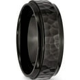 thumbnail image 4 of Stainless Steel Polished/Hammered Black Ip-Plated 8mm Beveled Edge Band (Size 9.5) Made In China sr334-9.5, 4 of 5