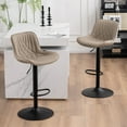 thumbnail image 3 of YOUNIKE Swivel Bar Stools Set of 2 Adjustable Leather Counter Barstool, Khaki, 3 of 8