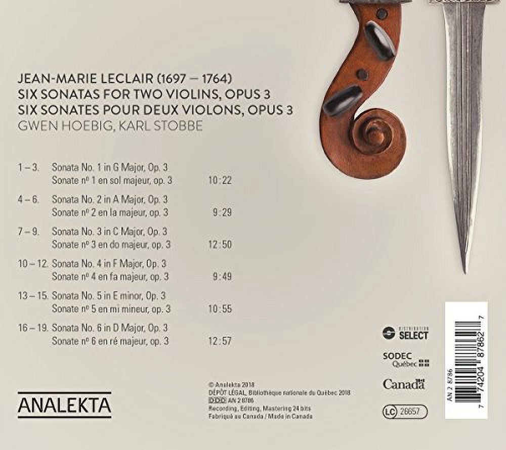 Leclair / Hoebig / Stobbe - Six Sonatas for Two Violins - Music & Performance - CD