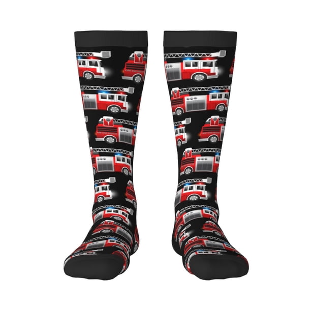 Balery Fire and Rescue Truck Calcetines novedosos Calcetines deportivos Calcetines hasta la rodilla Calcetines de algodón Calcetines originales y geniales