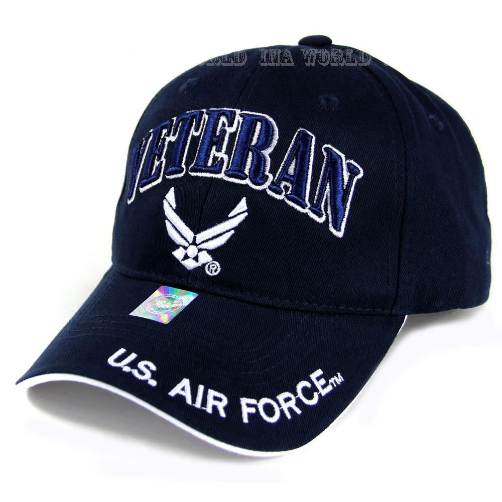 Us Air Force Veteran Hat Navy Blue W Wings Logo