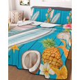 thumbnail image 3 of Quilts Twin-XL Size Bedding Set, Coastal Beach Lightweight Quilted Comforter, Summer Tropical Plants Ocean Blue Wood Grain Soft Bedspread Coverlet with Pillow Covers for All Season, 68" x 98", 3 of 7
