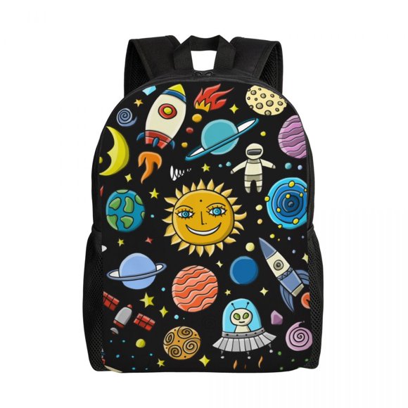 Space Rocket Planet Laptop Backpack Women Men Basic Bookbag for School Students Universe Alien Astronaut Spaceship Bag