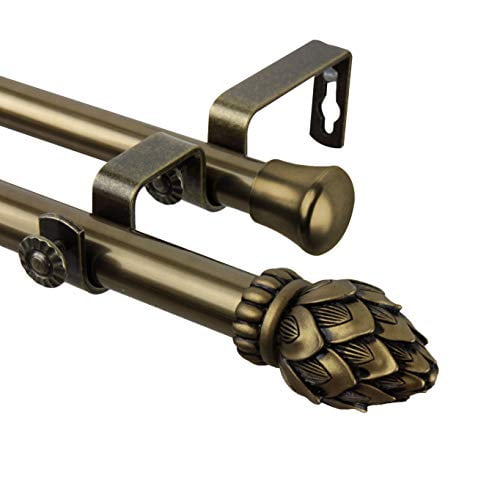 Rod Desyne Bud Double Curtain Rod, 120 by 170-Inch, Antique Brass - 4707-994