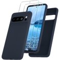 thumbnail image 1 of KOMI for Google Pixel 8 Pro Case, Silicone Phone Case with 2 Screen Protector, Soft Anti-Scratch Microfiber Lining, Full Body Shockproof Slim Cover Support Wireless Charging, Navy, 1 of 5