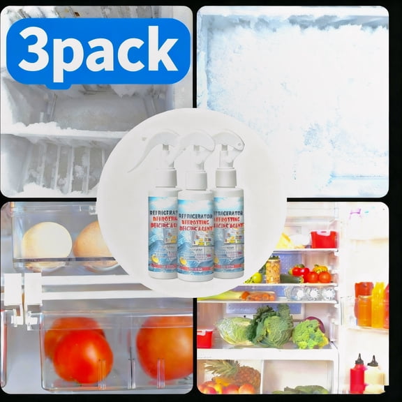 YOTQUSKI 3PC Ice Melt 120ml, Defrosting Spray for Fridge Freezer, Fridge Cleaner, Refrigerator Cleaner for Inside, Deicer Spray, Ice Cabinet Defrosting Agent, Agent Defrosting